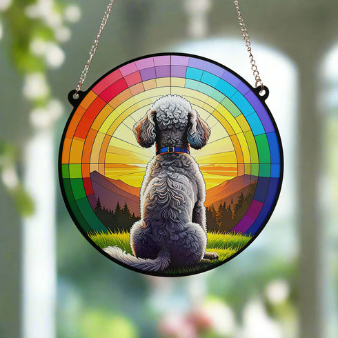 Bedlington Terrier Rainbow Bridge Stained Glass Effect Suncatcher